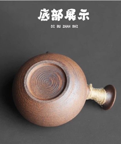 4.72" Japanese Handmade Pottery Side Handle Teapot Raw Ore Clay Material Retro - Picture 7 of 8
