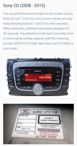 Ford Radio Code Unlock V OR M Code Serial Fiesta Focus Transit Kuga C max S max - Picture 2 of 5