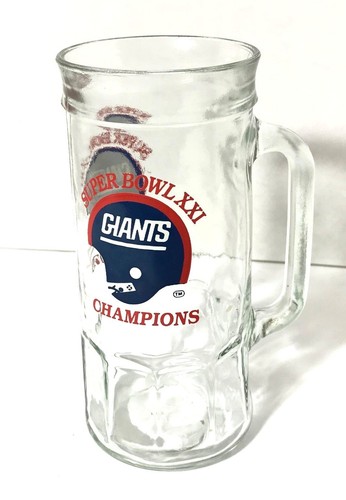 Glass Beer Stein NFL New York Giants Super Bowl XXI Champions Fisher 1987 - Picture 4 of 6