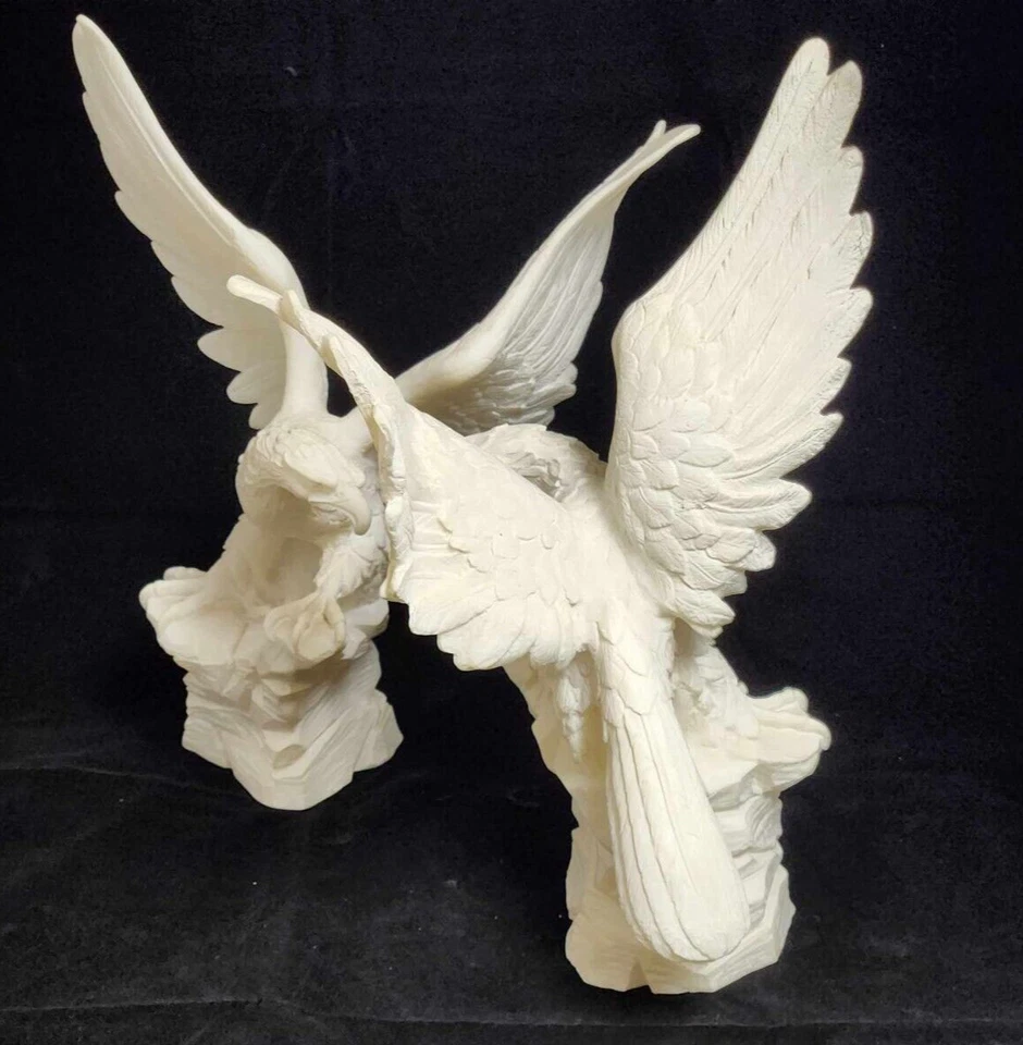 Pair Vintage American Eagle Italian Alabaster by Triune Sculpture 15''H - Image 2 of 4
