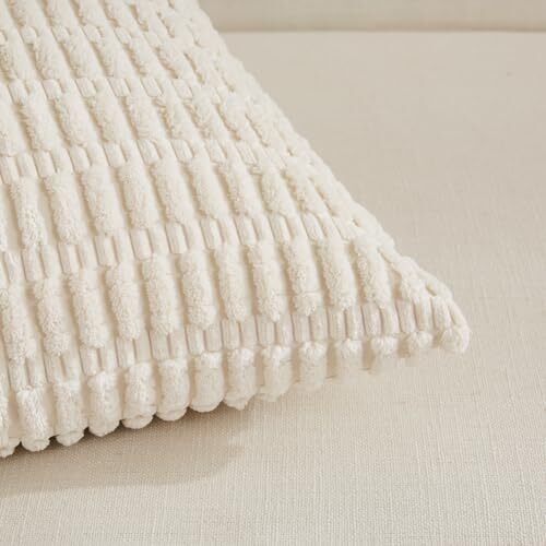 Pack of 2 Boho Lumbar Decorative Throw Pillow Covers 12x20 12 x 20-Inch Cream - Picture 4 of 7