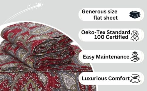 Ultra-Soft 100% Cotton Flannel Queen Sheets - Extra Deep Pocket, Natalia Paisley - Picture 4 of 9