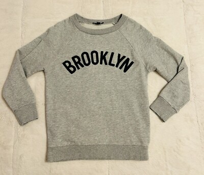 J Crew Heather Gray Brooklyn Appliqué LS Crewneck Sweatshirt