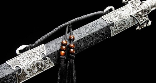 Hand Forged High Carbon Steel Real Chinese Jian 剑 Golden Blade Black Scabbard. - Picture 10 of 14