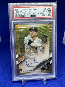 2021 Topps Chrome Nick Madrigal Rookie RC Auto Gold Wave /50 PSA 10 Chicago Sox