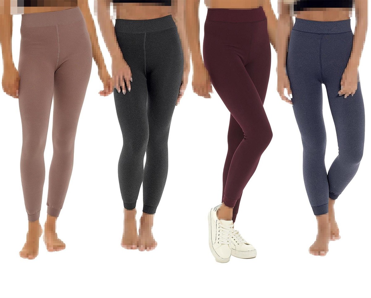 Kids Girls Fleece Lined Thermal Tights Pack Of 3 Cosy Winter Stretchy Tights EBa