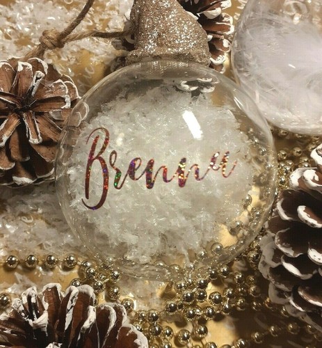 Personalised Custom Name Vinyl stickers Bauble Bottle Christmas Wine Glass Xmas - Picture 4 of 7