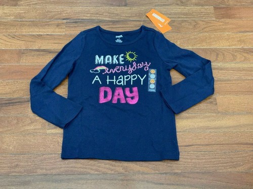 T-shirt neuf Gymboree filles marine Make Everyday A Happy Day taille 5 - Photo 1/6