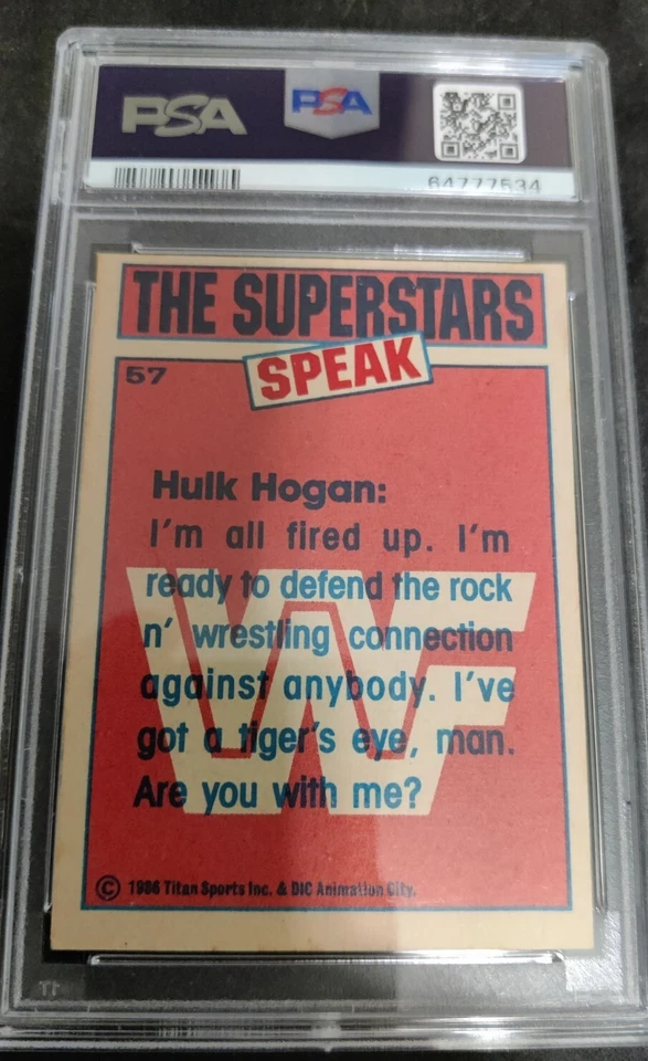 Scanlens 1986 WWF #57 Hulk Hogan RC PSA 6 EX-MT POP 1 ninguno superior Australia Foto 2 de 4
