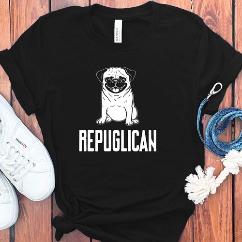FUNNY PUG REPUGLICAN T-SHIRT - Picture 15 of 29