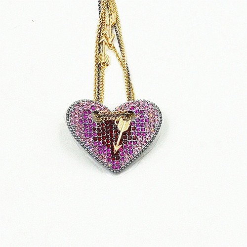 Betsey Johnson Pink Ombre Pave Heart & Arrow Necklace Mother's Day Gift - Picture 5 of 9
