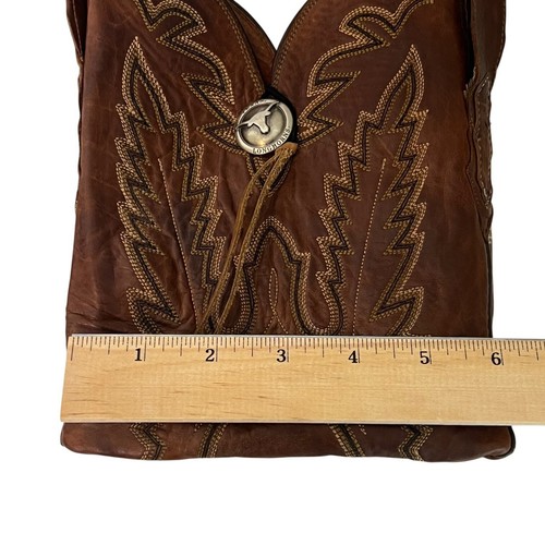 Mini Leather Crossbody Bag TX Longhorns Tooled Stitched OOAK from Lucchese Boots - Picture 7 of 10
