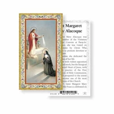 Saint St. Margaret Mary Alacoque - Biography  - gold trim - Paperstock Holy Card