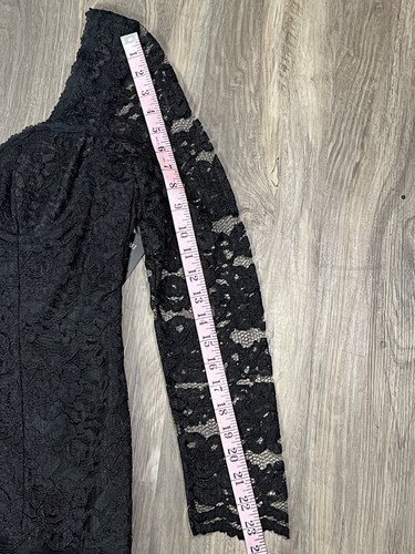 Vintage Moda Int’l Mini Dress Women 10 Little Black Lace Long Sleeve DEADSTOCK - Picture 11 of 14