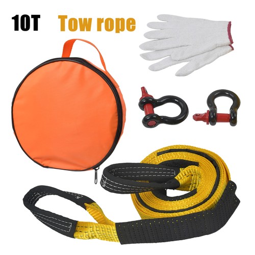 Tow Strap Recovery Kit Rescue Towing Rope 10 Tons 5m with D-Ring Shackles Gloves - Picture 18 of 18