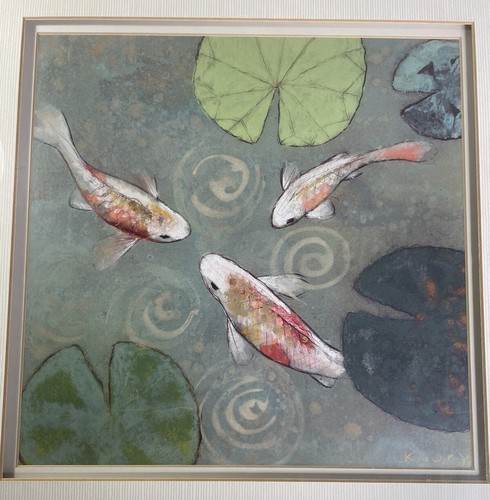 Koi Fish Wall Decor Watercolor Print Painting Framed Art Z Gallerie By Koury - Picture 2 of 8