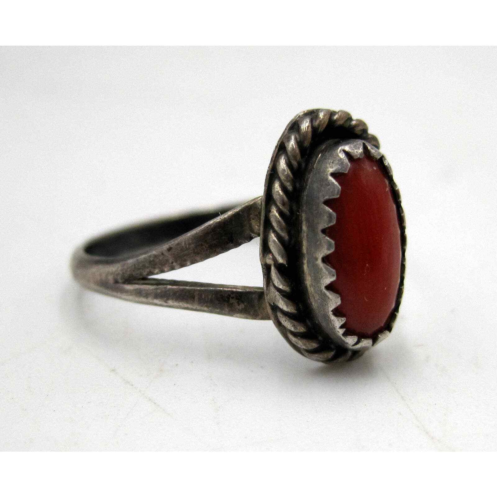Vintage Unsigned Navajo Red Coral Sterling Silver… - image 2