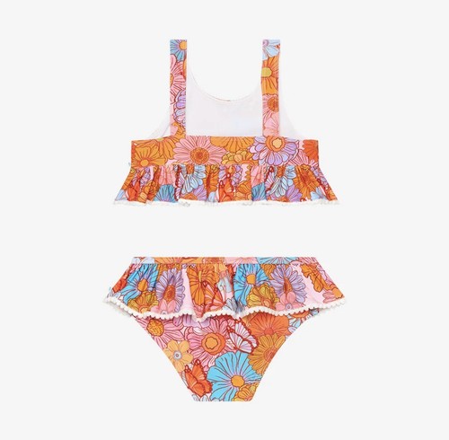 Posh Peanut Meadow 80s Flowers Floral Size 10 Ruffled Tankini Two Piece NEW - Picture 6 of 12