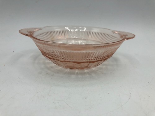 Ancien bol à fruits baies en verre rose dépression couronnement ancre accroupie 4,75" - Photo 2/8