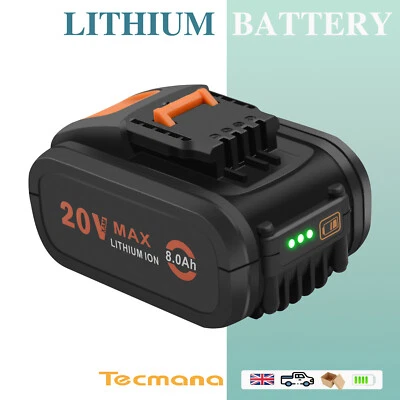 TECMANA 20V 8.0Ah Li-ion Battery For Worx WA3551 WA3551.1 WA3553 WA3641 WA3572 WA3553.1