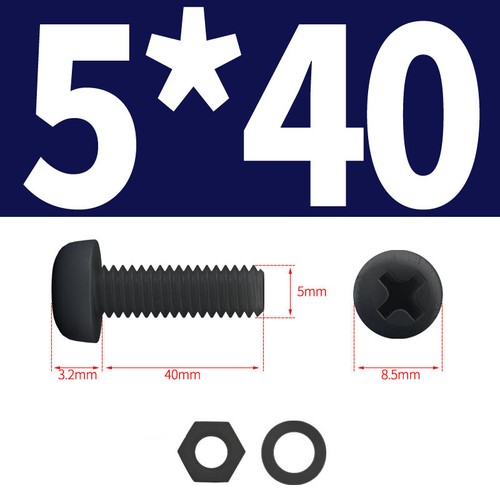 Tornillos Phillips de nailon negro con tuercas y arandelas métricas M2 M2,5 M3 M4 M5 M6 M8 - Imagen 44 de 67