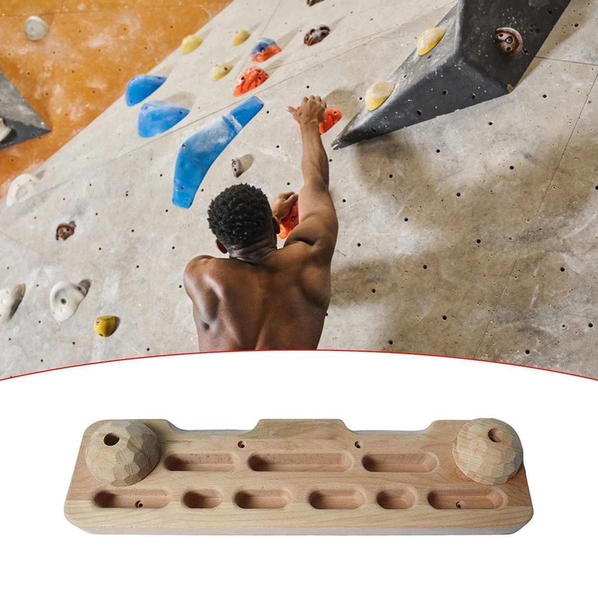 McEtt Portable Rock Climbing Hangboard – Indoor Outdoor Climbing Training Hang Board - Finger Grip Strengthener Trainer With Edges And Pockets