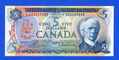 Canada $5 1972 BC-48aA / P-87a EF/AU Replacement /Asterisk Note *CA3239393
