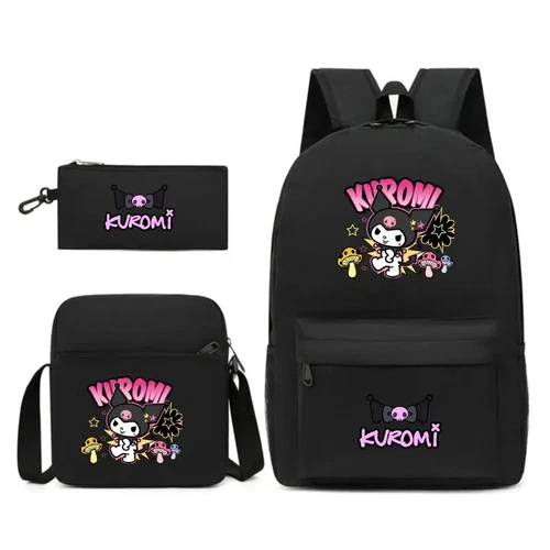 3Pcs Kuromi Backpack Bookbag Bag Children Knapsack Girl Schoolbag Rucksack