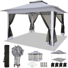 NEW 12x12 Pop-up Gazebo Outdoor Canopy Tent w/ Mosquito Netting Patio Gazebo,NEW