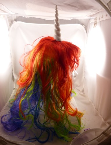 Einhorn Perücke Regenbogenfarbe Haare Einhorn Horn Kostüm Accessoire Halloween