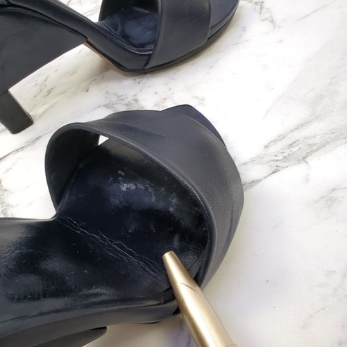 Sass & Bide Ankle Strap Wedge Heels Womens 36 AU 6 Navy Black Leather Edgy Chic - Picture 15 of 20