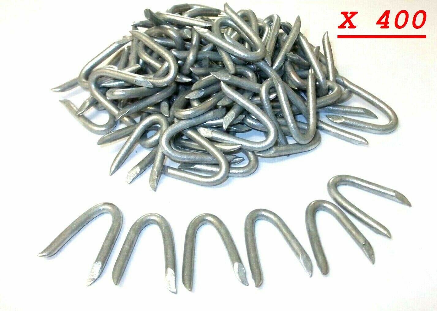 GALVANISED U NAILS 20MM HEAVY DUTY STAPLES FOR WIRES - PACK OF 400 - NEW