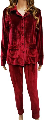 Trifolium Velour Velvet Pyjamas Set 2 Piece Warm Coral Fleece Set of Lounge wear - Picture 19 of 28