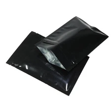 100/500 Glossy Black Smell Proof Mylar Foil Bags Resealable Zipper Seal Pouch