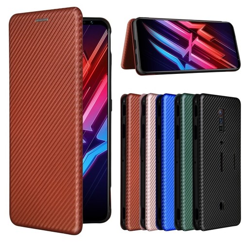 Textura de Fibra de Carbono Magnética Horizontal Abatible TPU + Estuche de Cuero para Red Magic - Imagen 12 de 17