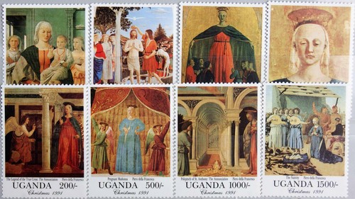 UGANDA 1991 1008-15 Block 152-53 Weihnachten Christmas Paintings Gemälde Art MNH - Bild 1 von 3