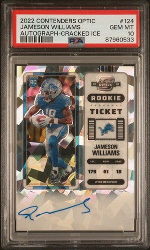 2022 Contenders Optic JAMESON WILLIAMS Cracked Ice Auto RC #d 04/22 PSA 10