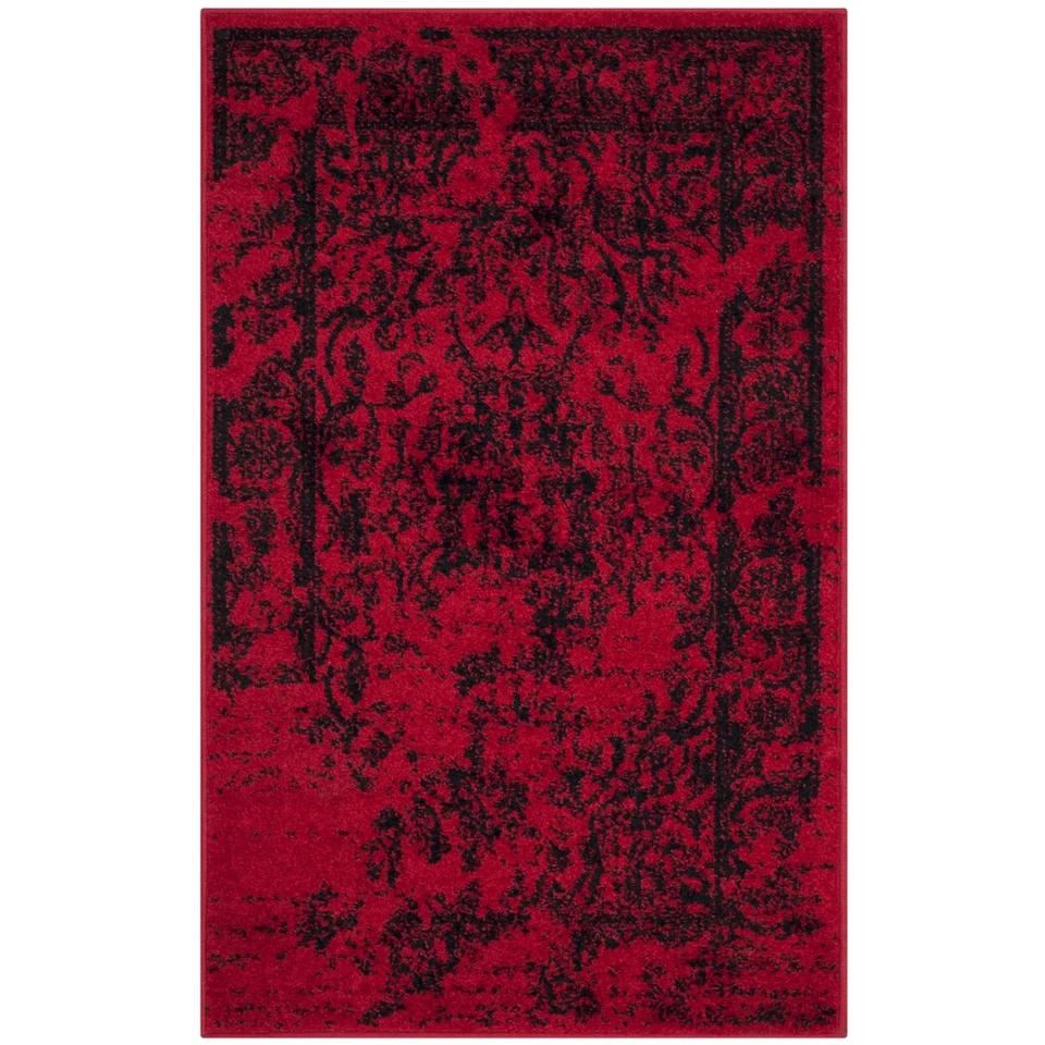 Tapete de área estilo vintage desgastado transitório SAFAVIEH vermelho e preto Adirondack - Imagem 3 de 4