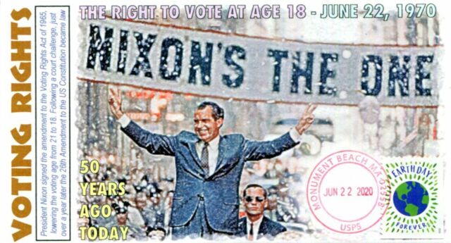 COVERSCAPE computer designed 50th Nixon 18 Year Old Voting Rights event cover CR11851 COVERSCAPE computer designed 50th Nixon 18 Year Old Voting Rights event cover CR11851