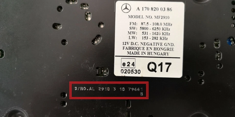 Radio Code 24H Mercedes Benz Audio 10 CD MF2910 AL2910 AL/MF2199 Becker Alpine - Bild 4 von 4