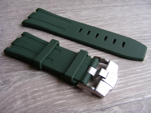 28mm Green Rubber Watch Strap Fit Audemars Piguet Royal Oak Offshore 42mm Case