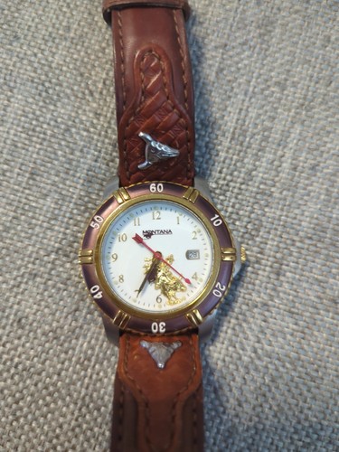 Montana Silversmith Bullrider Watch. MT610 Runs Well Keeps Time. Needs Battery
