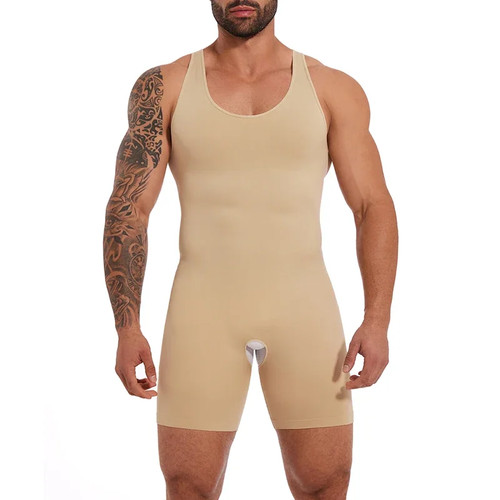 Men Full Body Shaper Compression Sleeveless Bodysuit Slimming Tummy Undershirt - Bild 21 von 26