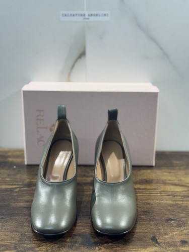 Zapato De Mujer De Cuero Verde Lujo Hecho En Italia 41 - Imagen 2 de 8