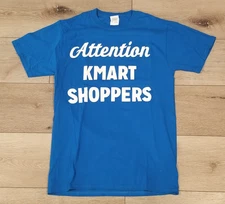 K-Mart Attention Shoppers Zombie Apocalypse T-Shirt S Delta Pro Weight Blue