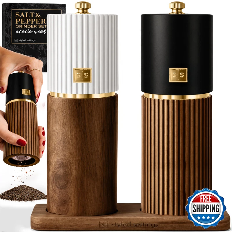 Styled Settings Wooden Salt And Pepper Grinder Set Refillable Manual Salt And
Opens in a new window