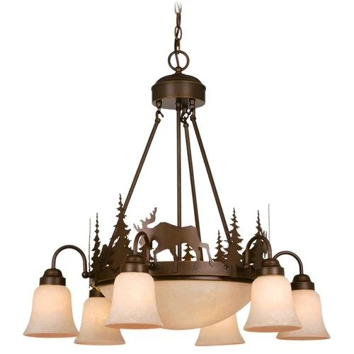 Yellowstone 9-Light Chandelier in Rustic and Shaded Style 27 Inches Tall and - Picture 1 of 4