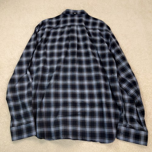 Billy Reid Plaid Flannel Long Sleeve Button Down Shirt Blue Men's XL 100% Cotton - Picture 9 of 12