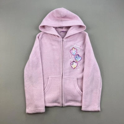 Vintage Disney Princess Hoodie Sweatshirt Girls 6X Pink Fleece Cinderella Zip - Image 1 of 4