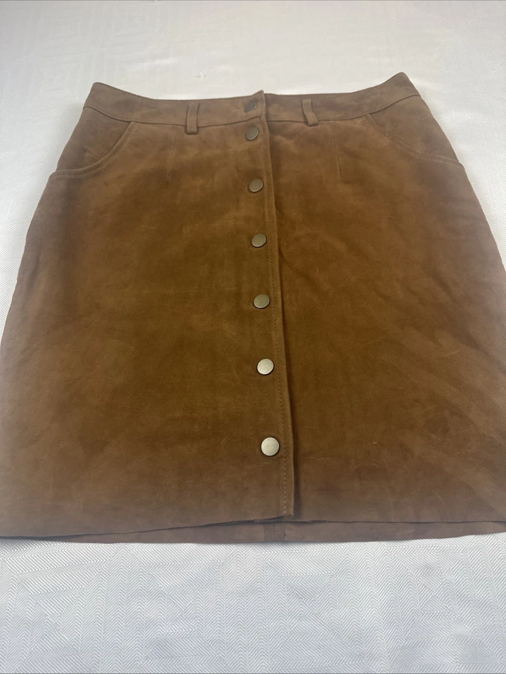Lucky Brand 100% замша спереди Snap с ремнем петля желтовато-коричневый размер 4 юбка  - Изображение 2 из 4